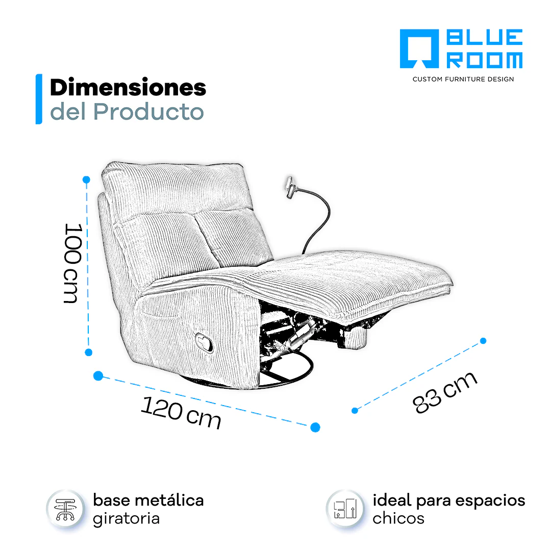 Sillón Giratorio Mecedora Reclinable de Tela Belle Sistema Manual- Lincoln Black - Image 37