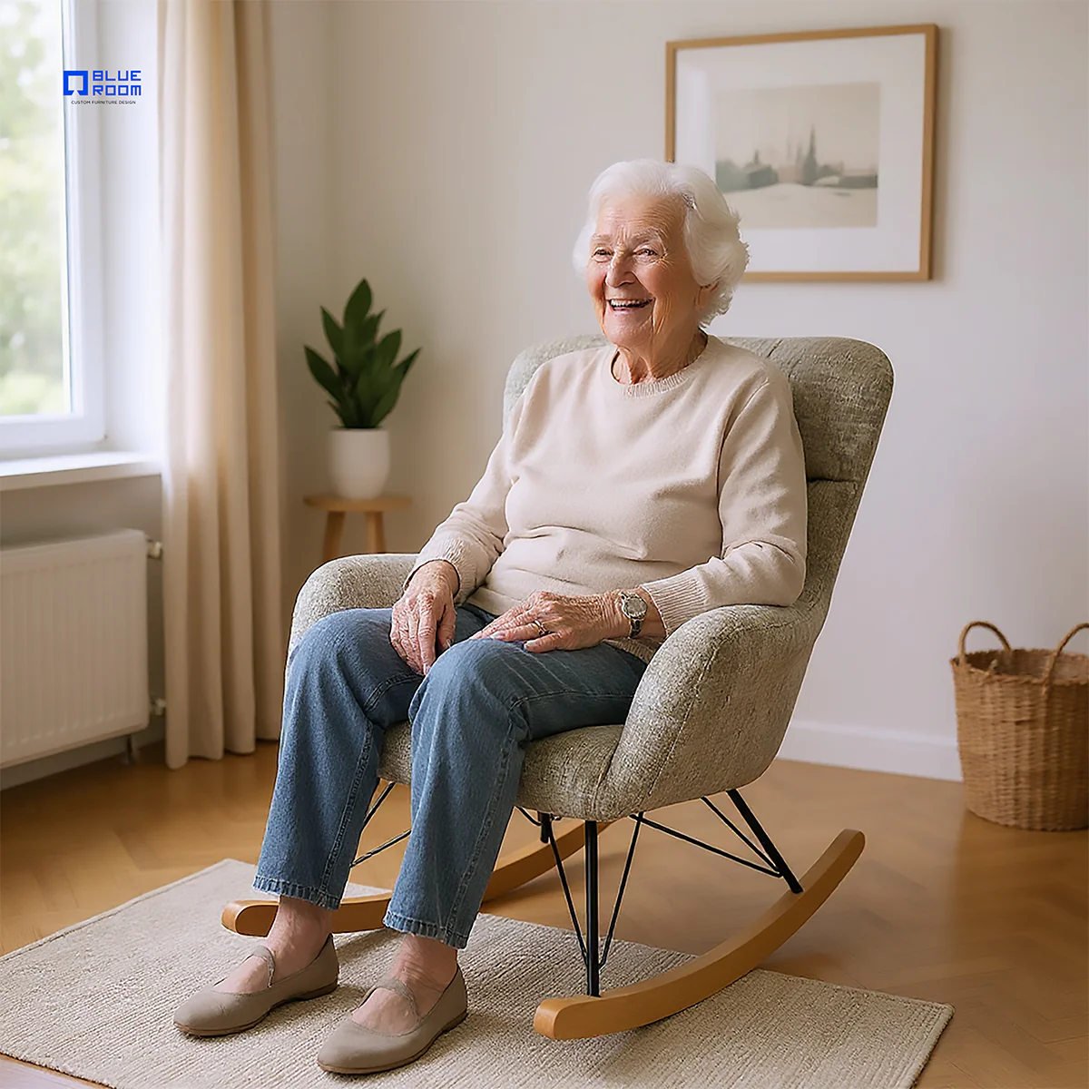 Sillón Mecedora Kyra - Tela Khaki - Image 3