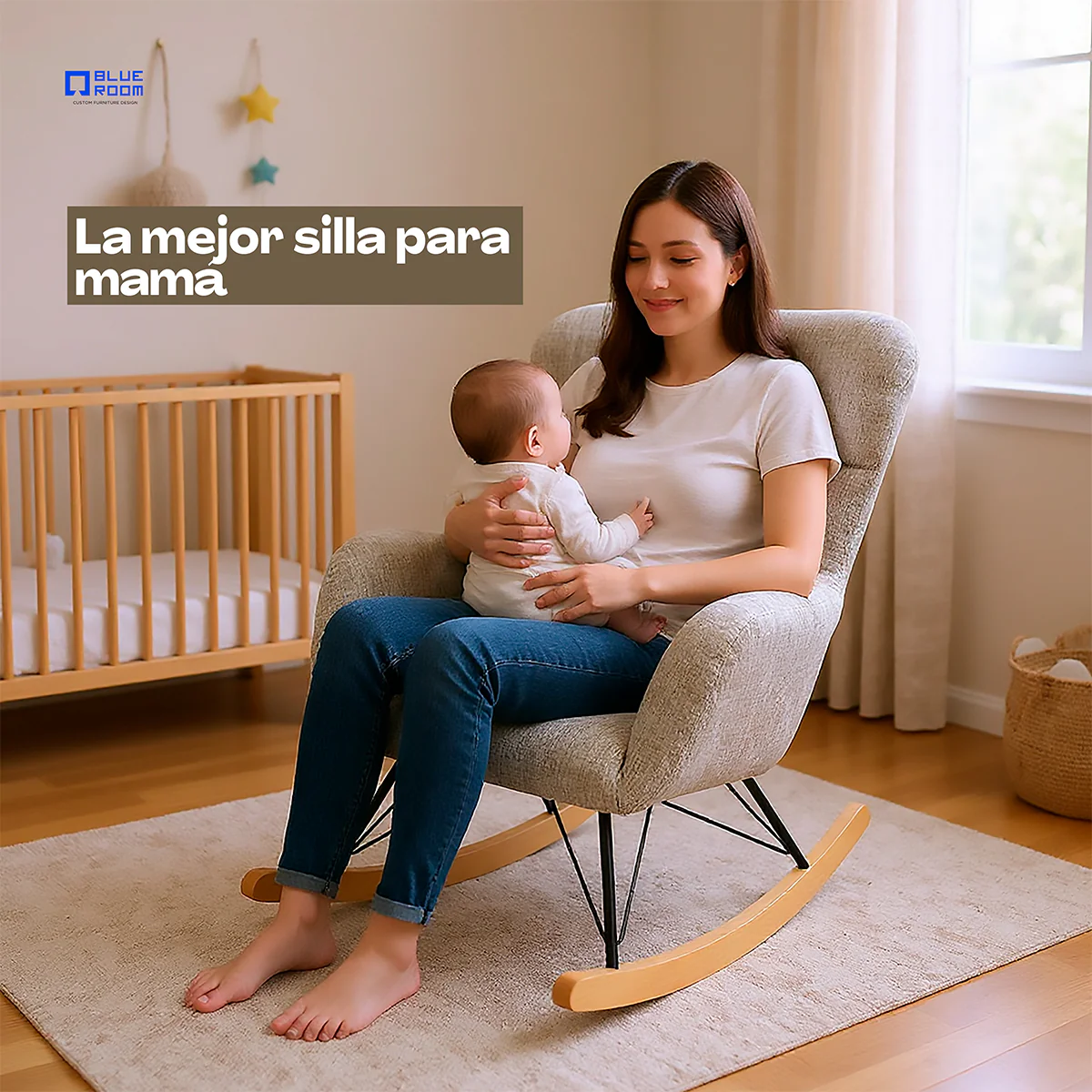 Sillón Mecedora Kyra - Tela Khaki - Image 4