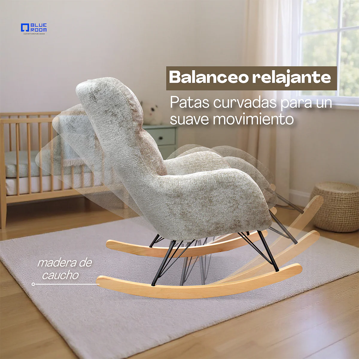 Sillón Mecedora Kyra - Tela Khaki - Image 5