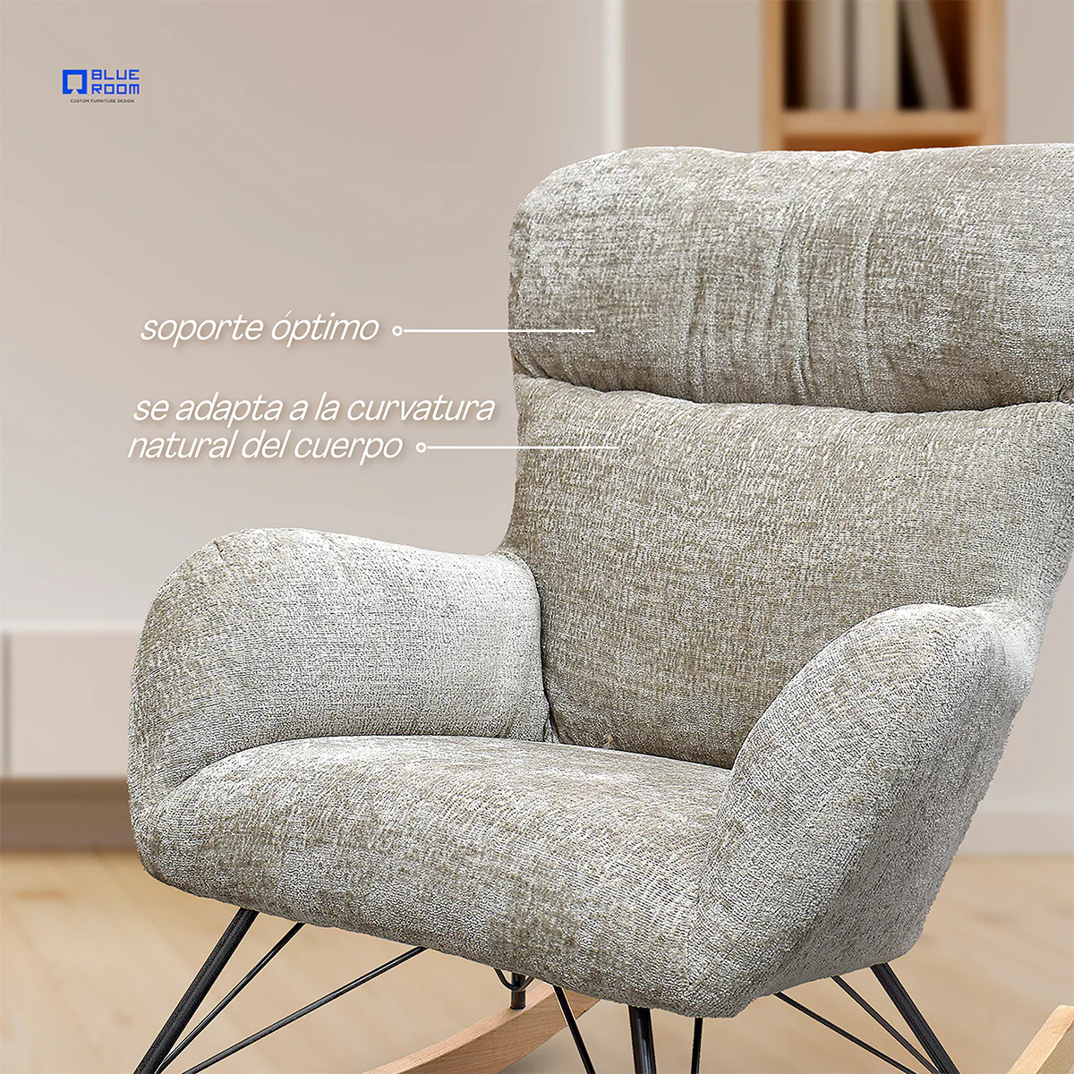 Sillón Mecedora Kyra - Tela Khaki - Image 6