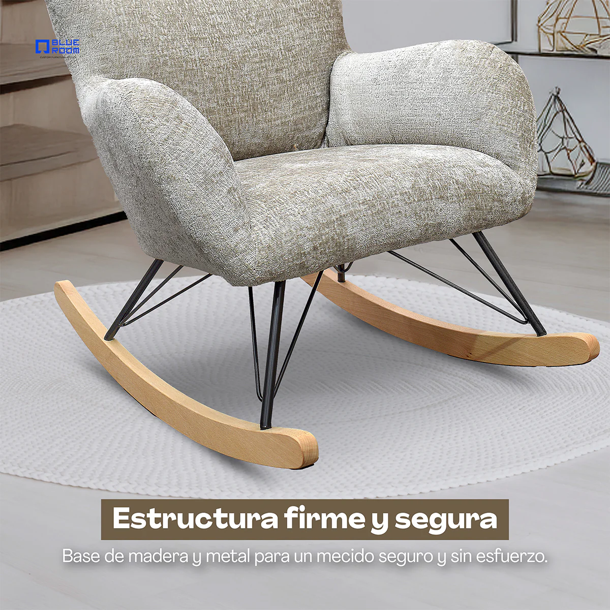Sillón Mecedora Kyra - Tela Khaki - Image 7