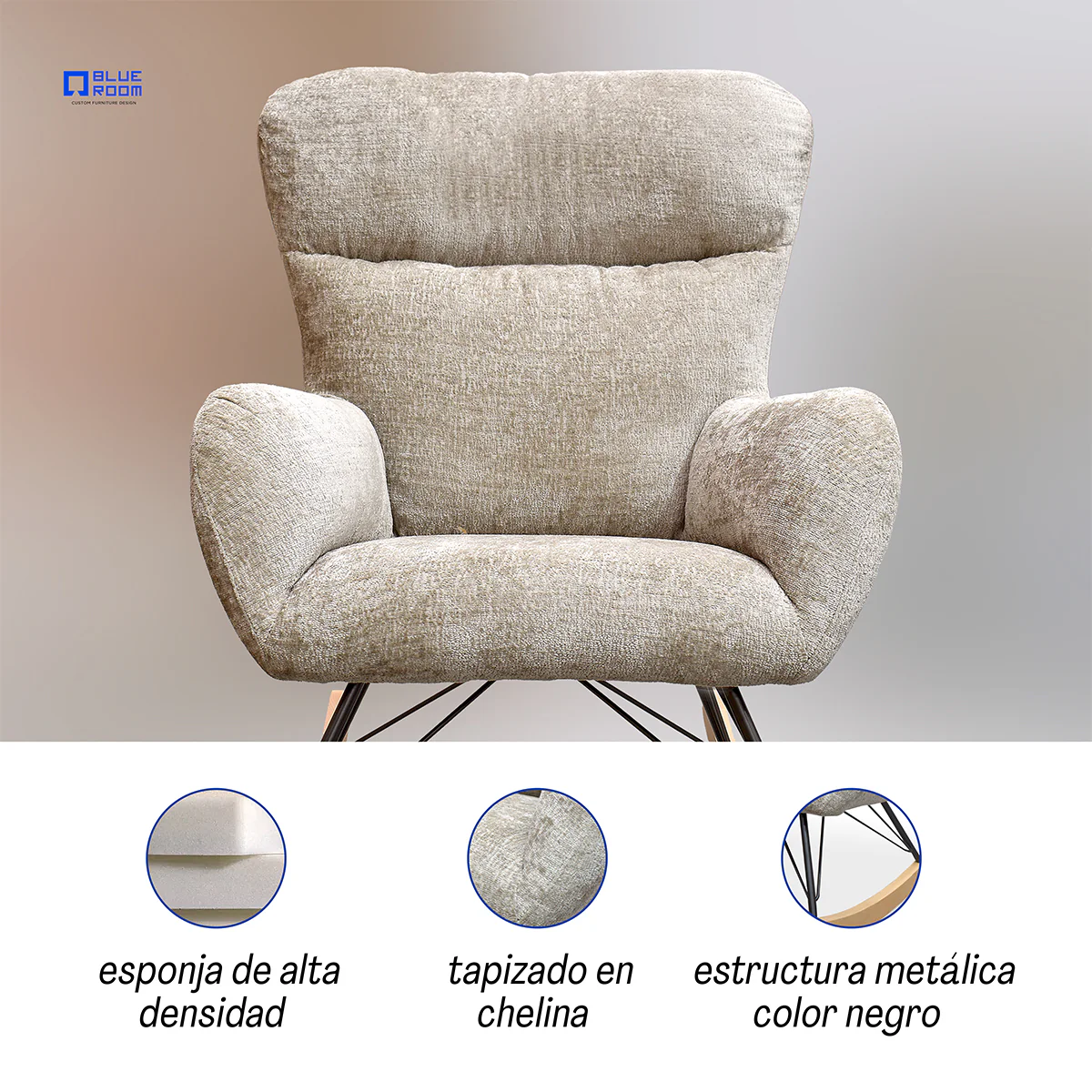 Sillón Mecedora Kyra - Tela Khaki - Image 8