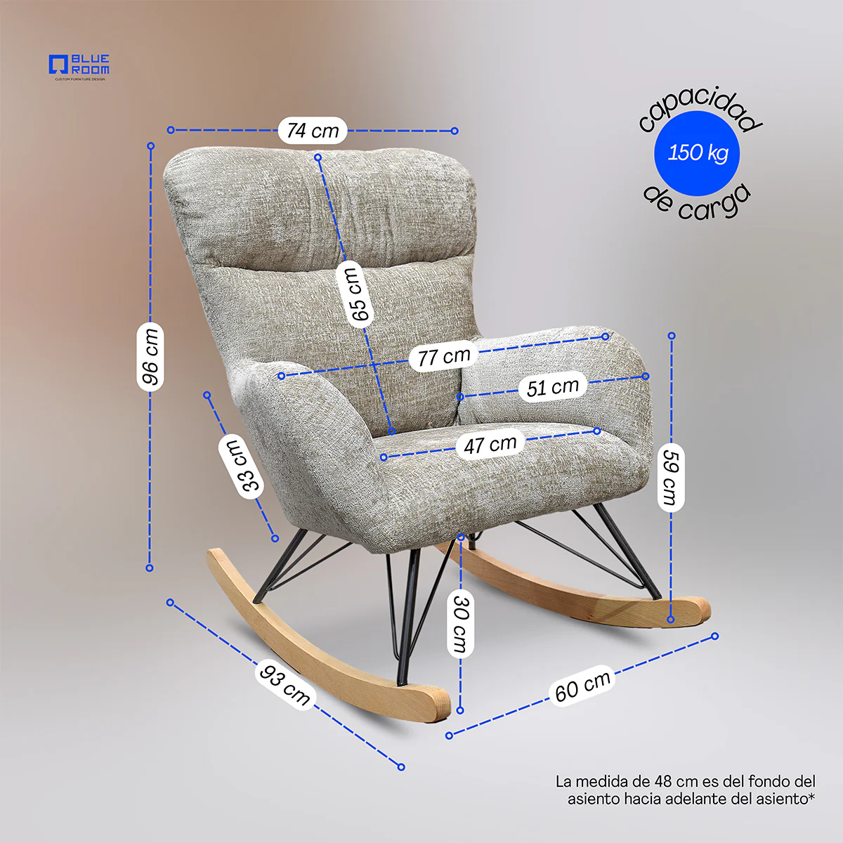 Sillón Mecedora Kyra - Tela Khaki - Image 9