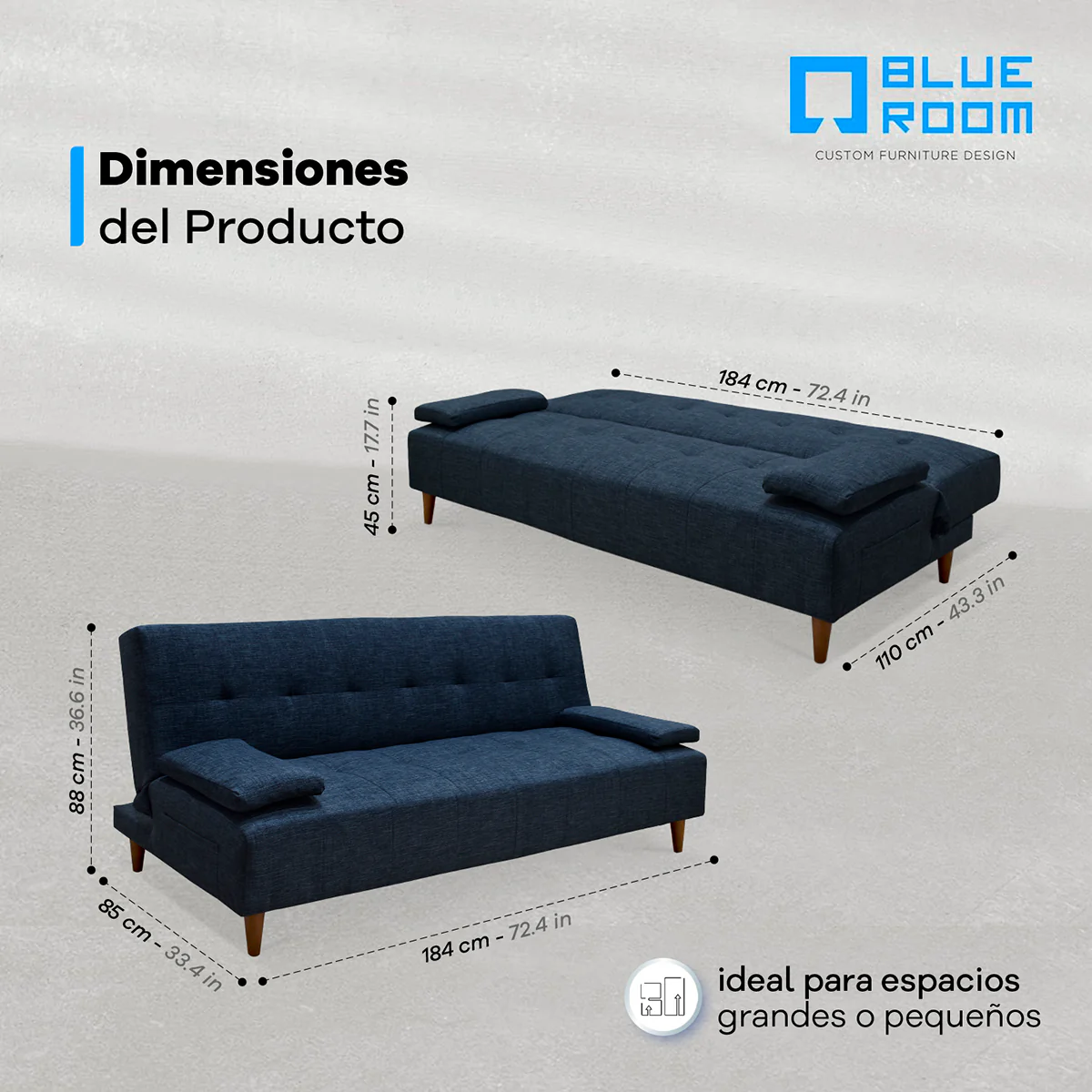 Sofá Cama Ohio - Azul - Image 3